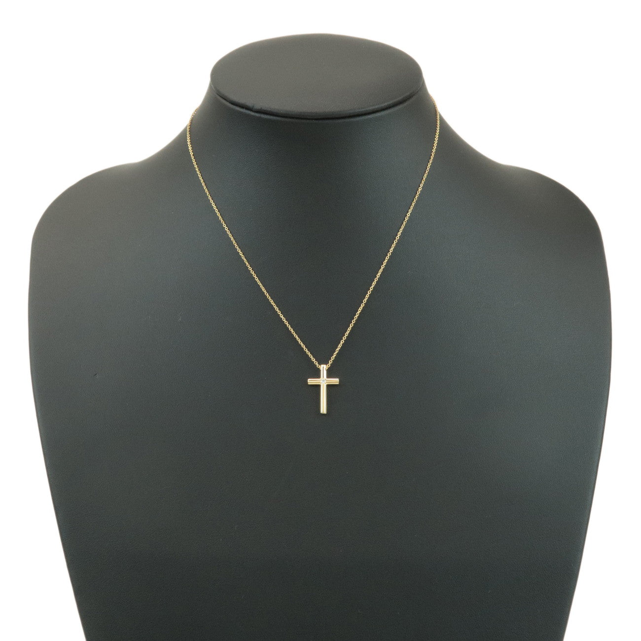 Tiffany&Co. Cross 1P Diamond Necklace K18YG 750YG Yellow Gold Used