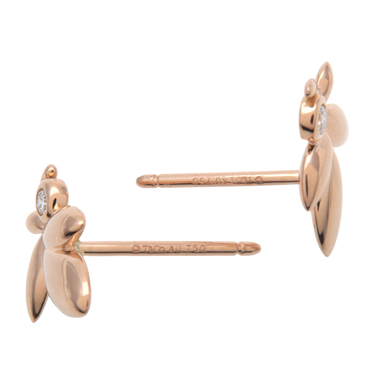 Tiffany&Co. Olive Leaf 1P Diamond Earring K18 750PG Rose Gold Used