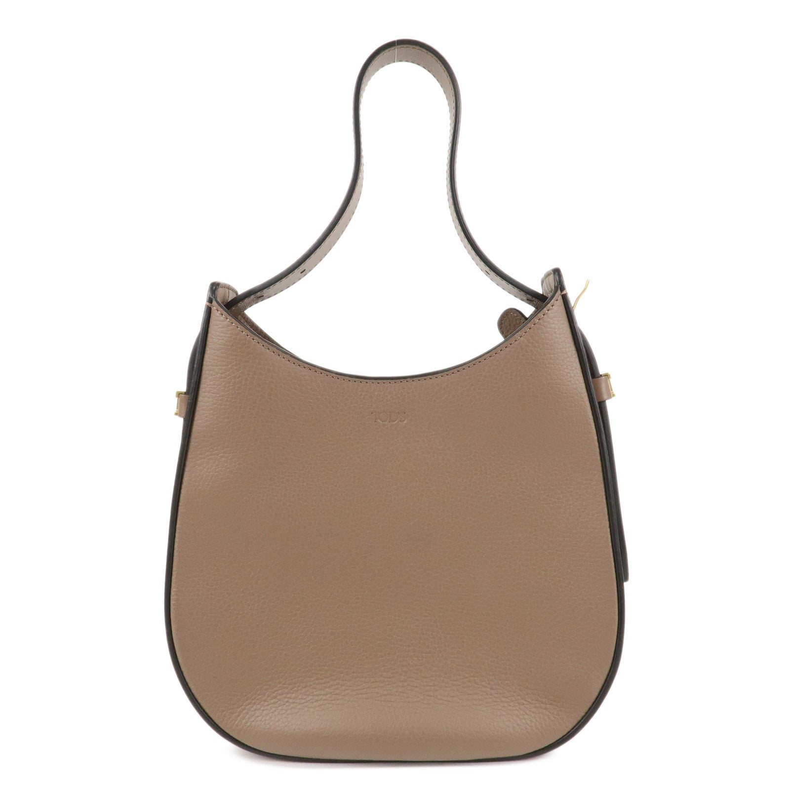 TOD'S-T-Timeless-Leather-Oboe-Shoulder-Bag-Hand-Bag-Brown