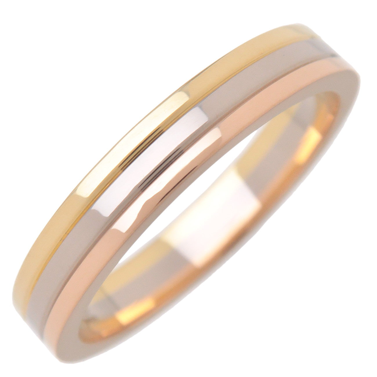 Cartier-Vandome-Three-Color-Ring-K18-750YG/WG/PG-#57-US7-7.5