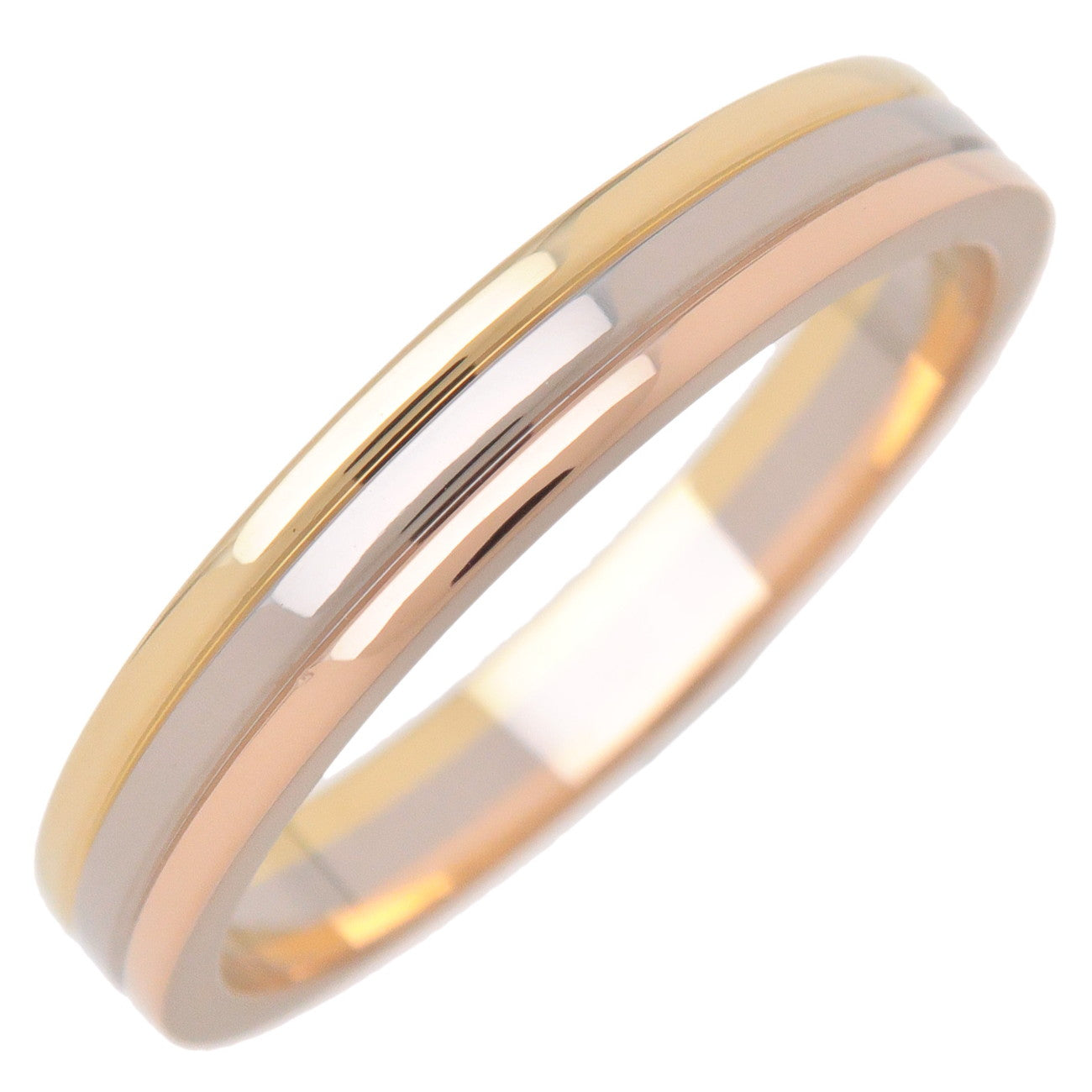 Cartier-Vandome-Three-Color-Ring-K18-750YG/WG/PG-#57-US8-8.5