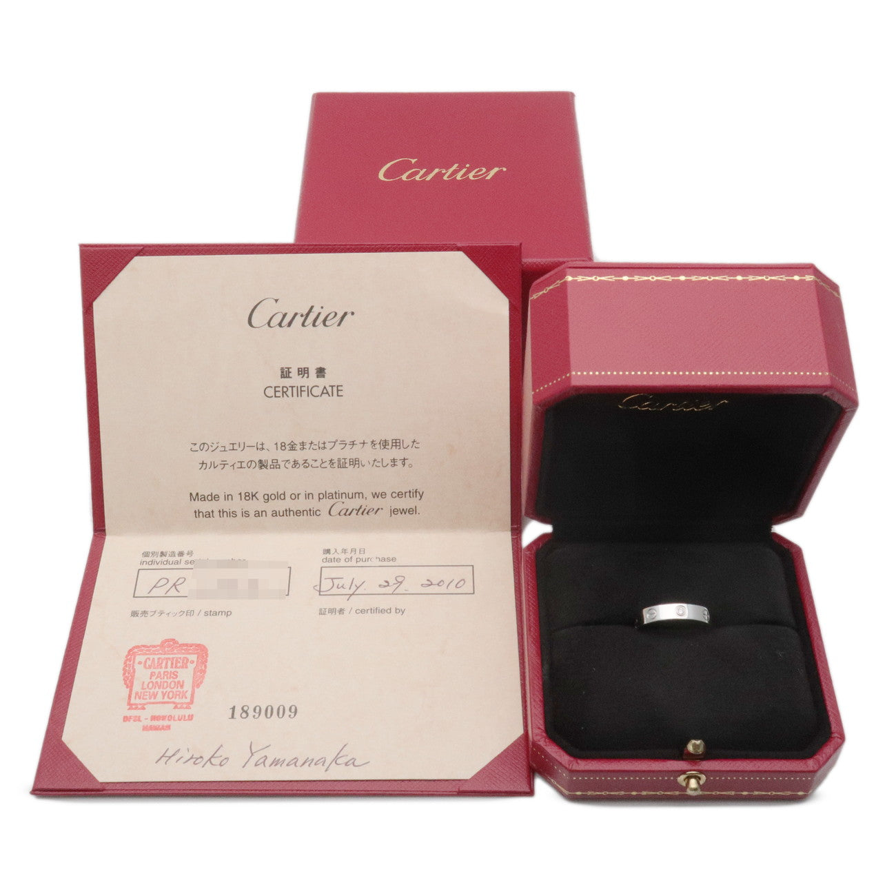 Cartier Mini Love 1P Diamond Ring K18 750WG White Gold #51 US5.5-6 Used