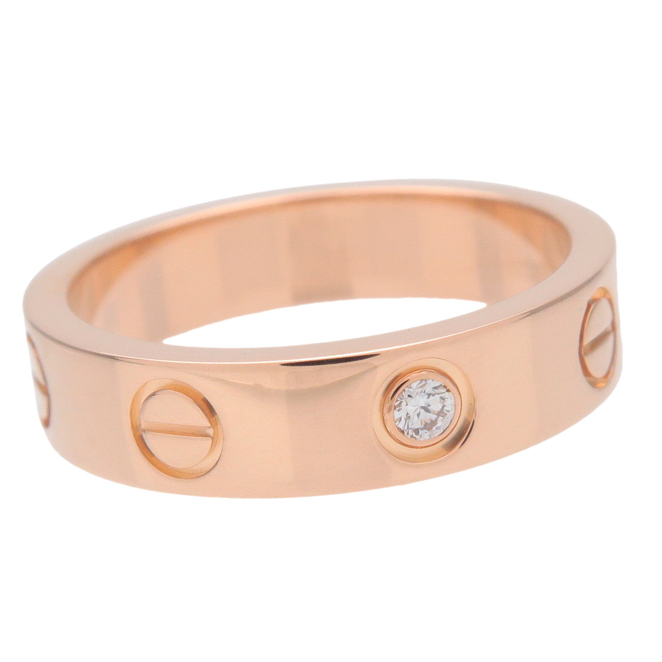 Cartier 1P Diamond Mini Love Ring K18 750PG Rose Gold #47 Used