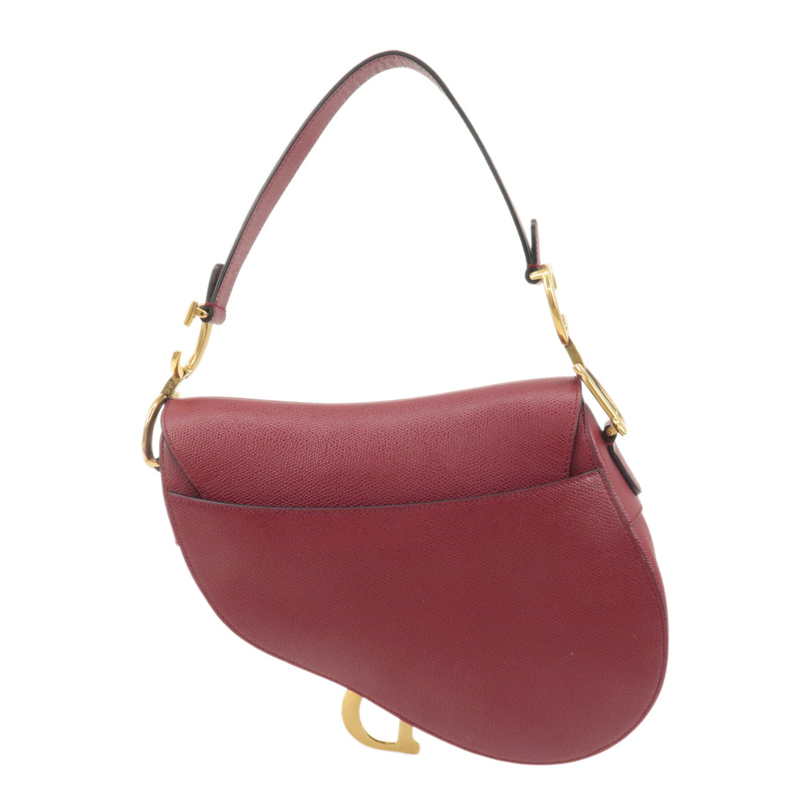 Christian Dior Oblique Canvas Leather Saddle Bag Hand Bag Red