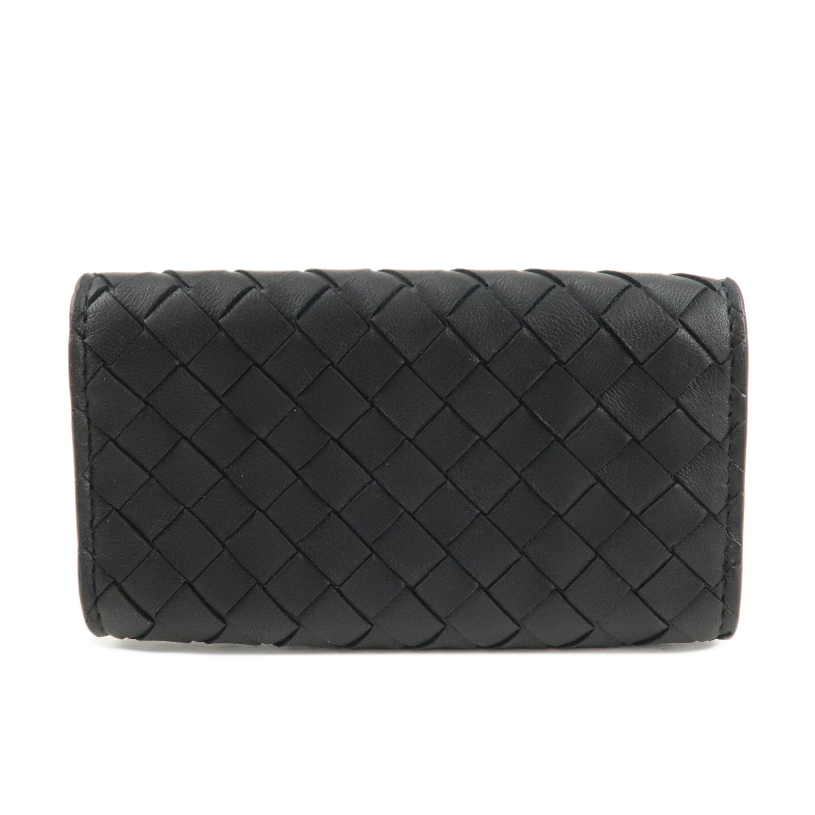 BOTTEGA VENETA Intrecciato Leather 6 Rings Key Case Black