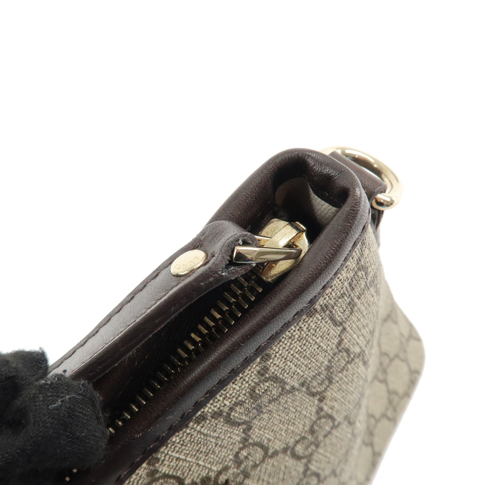 GUCCI GG Supreme Leather 2Way Bag Beige Dark Brown 353440 Used