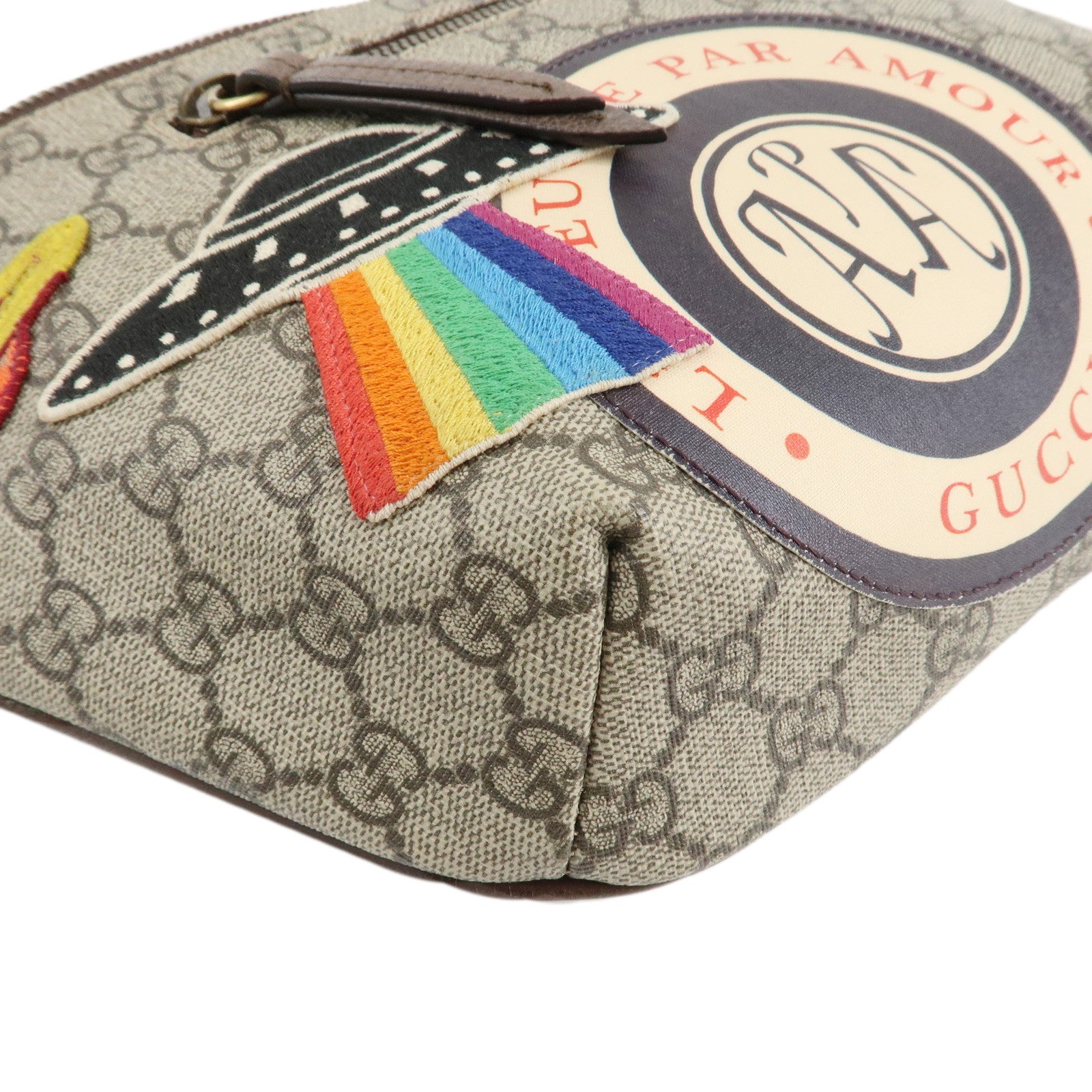 GUCCI Courrier GG Supreme Leather Waist Bag Beige Brown 529711 Used