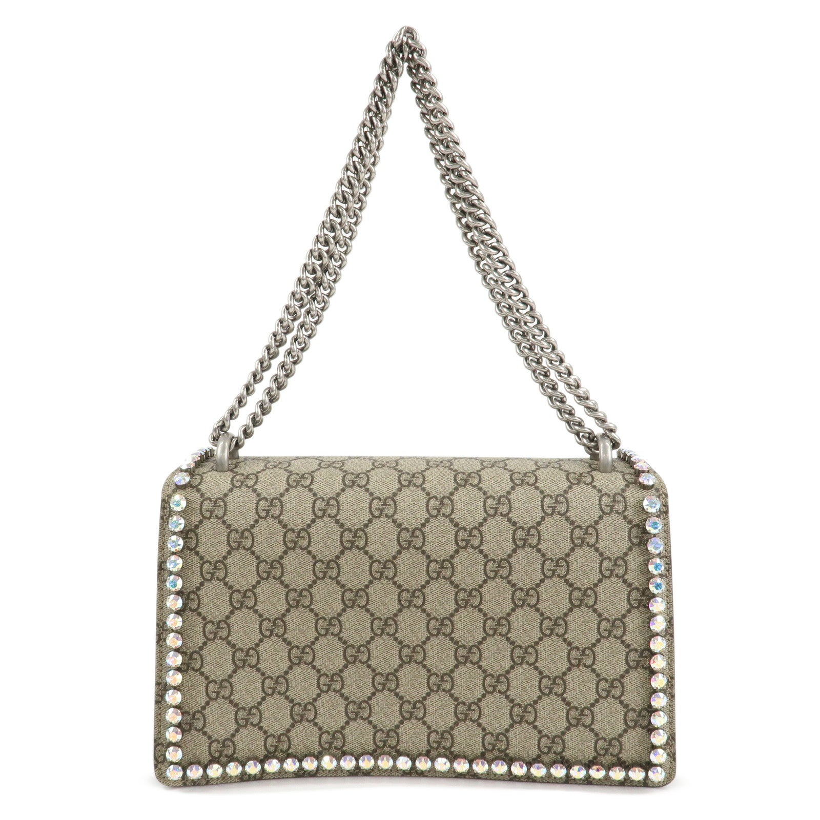 GUCCI Dionysus GG Supreme Suede Crystal Bijou Shoulder Bag 400249