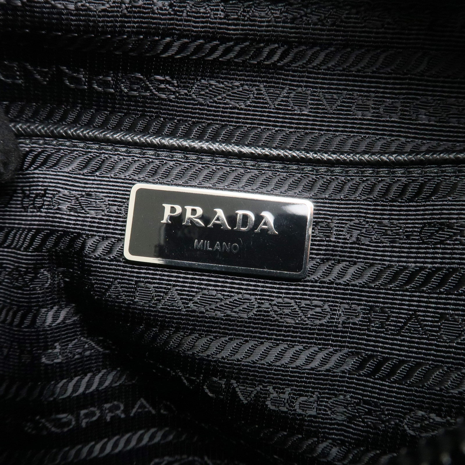 PRADA Logo Nylon Leather Shoulder Bag NERO Black 1BD994