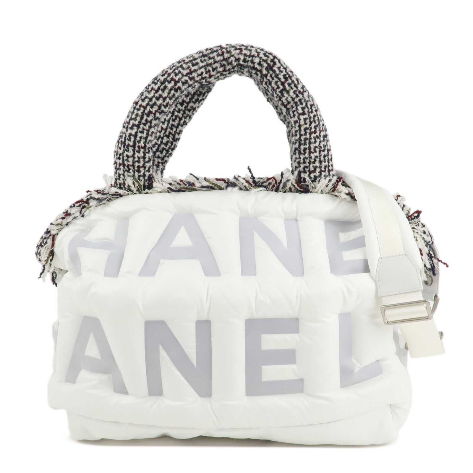 CHANEL-Doudoune-COCO-Neige-Nylon-Tweed-2Way-Bag-White-A91937