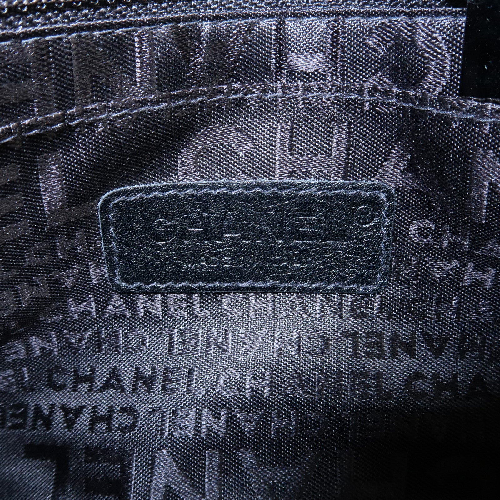 CHANEL Logo Lamb Skin Chain Shoulder Bag Black Silver HDW