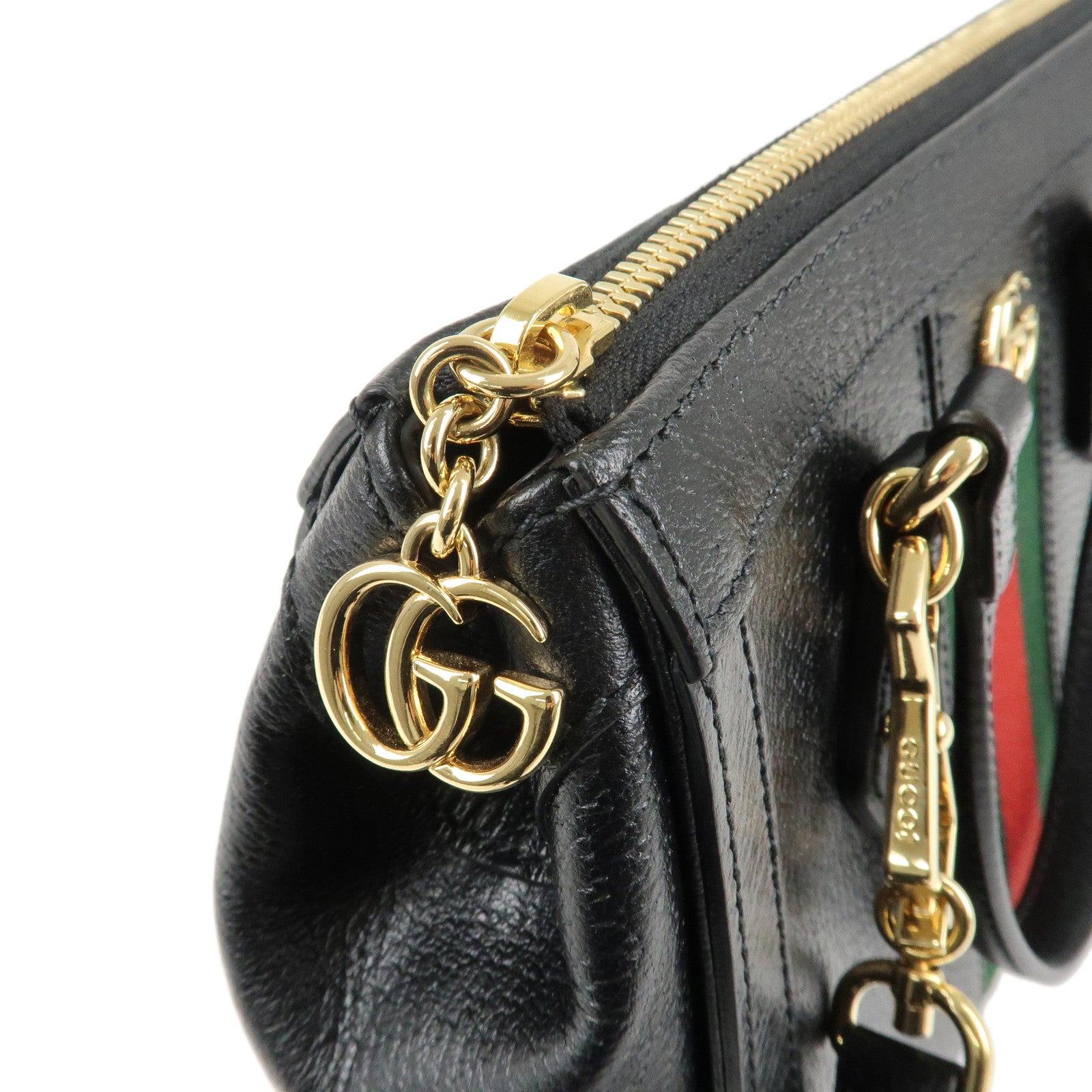 GUCCI Ophidia Sherry Leather 2Way Bag Hand Bag Black 719882 Used