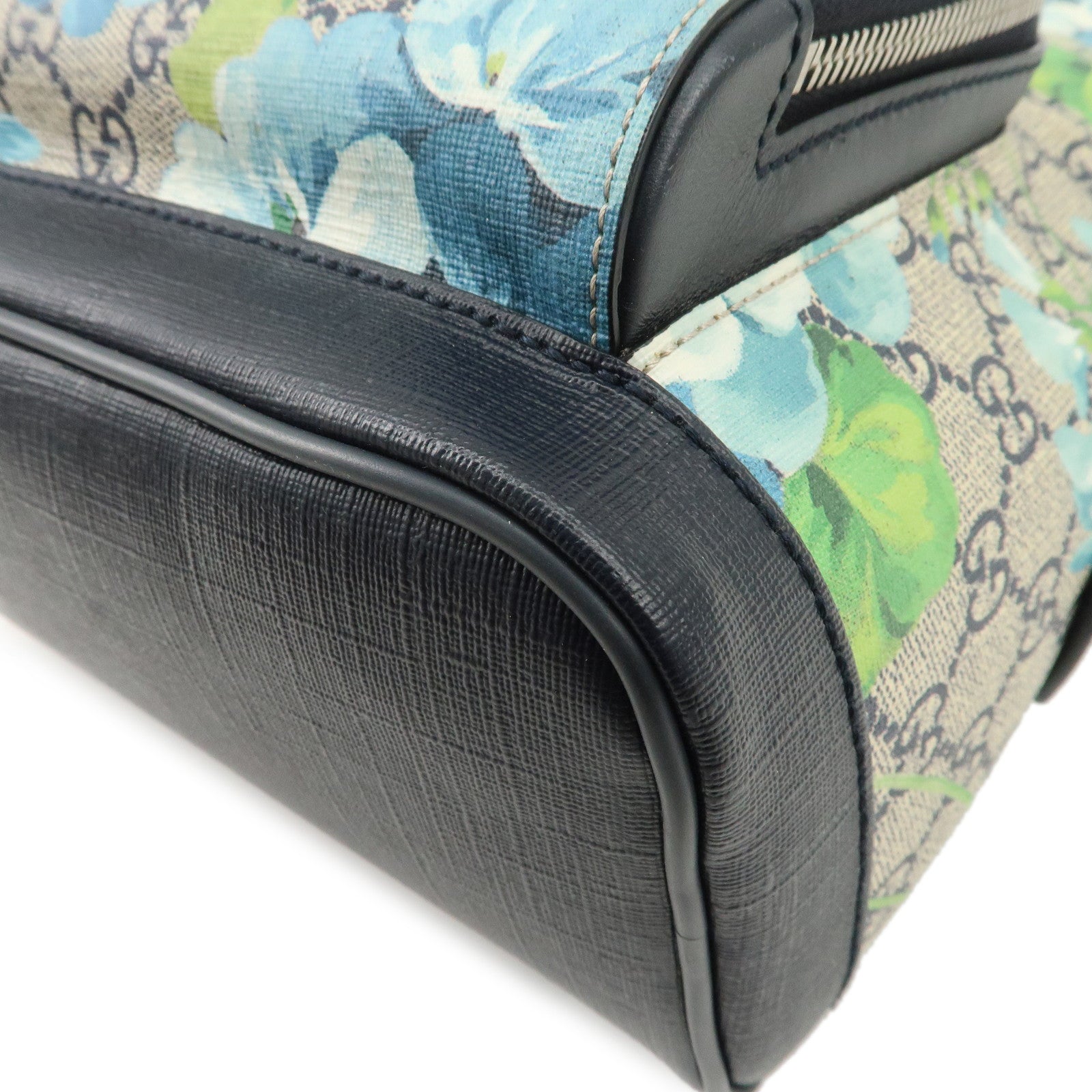GUCCI GG Blooms GG Supreme Leather Backpack Beige Blue Navy 546327 Used