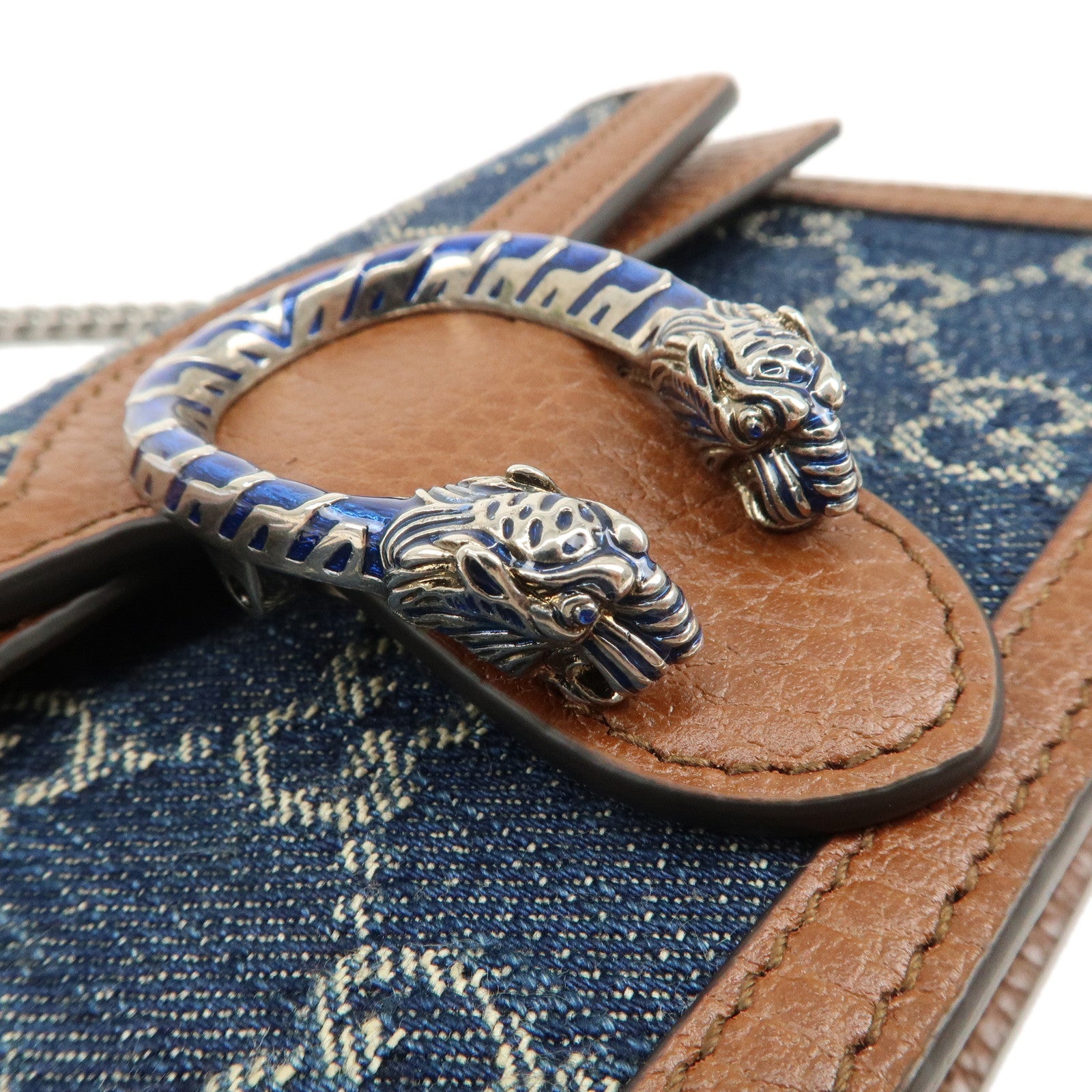 GUCCI Dionysus GG Denim Leather Super Mini Shoulder Bag 476432 Used