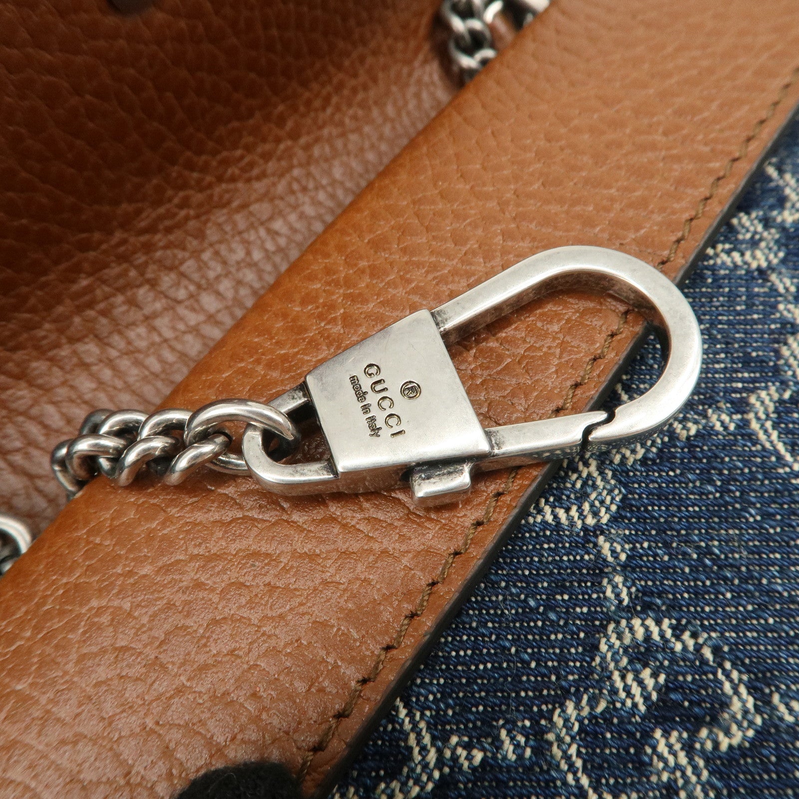 GUCCI Dionysus GG Denim Leather Super Mini Shoulder Bag 476432 Used