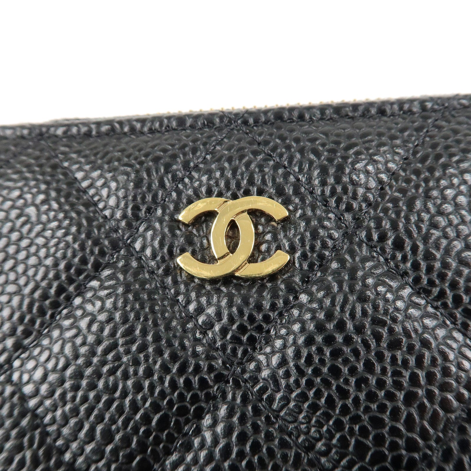 CHANEL COCO Mark Matelasse Caviar Skin Coin Case Black AP0216 Used