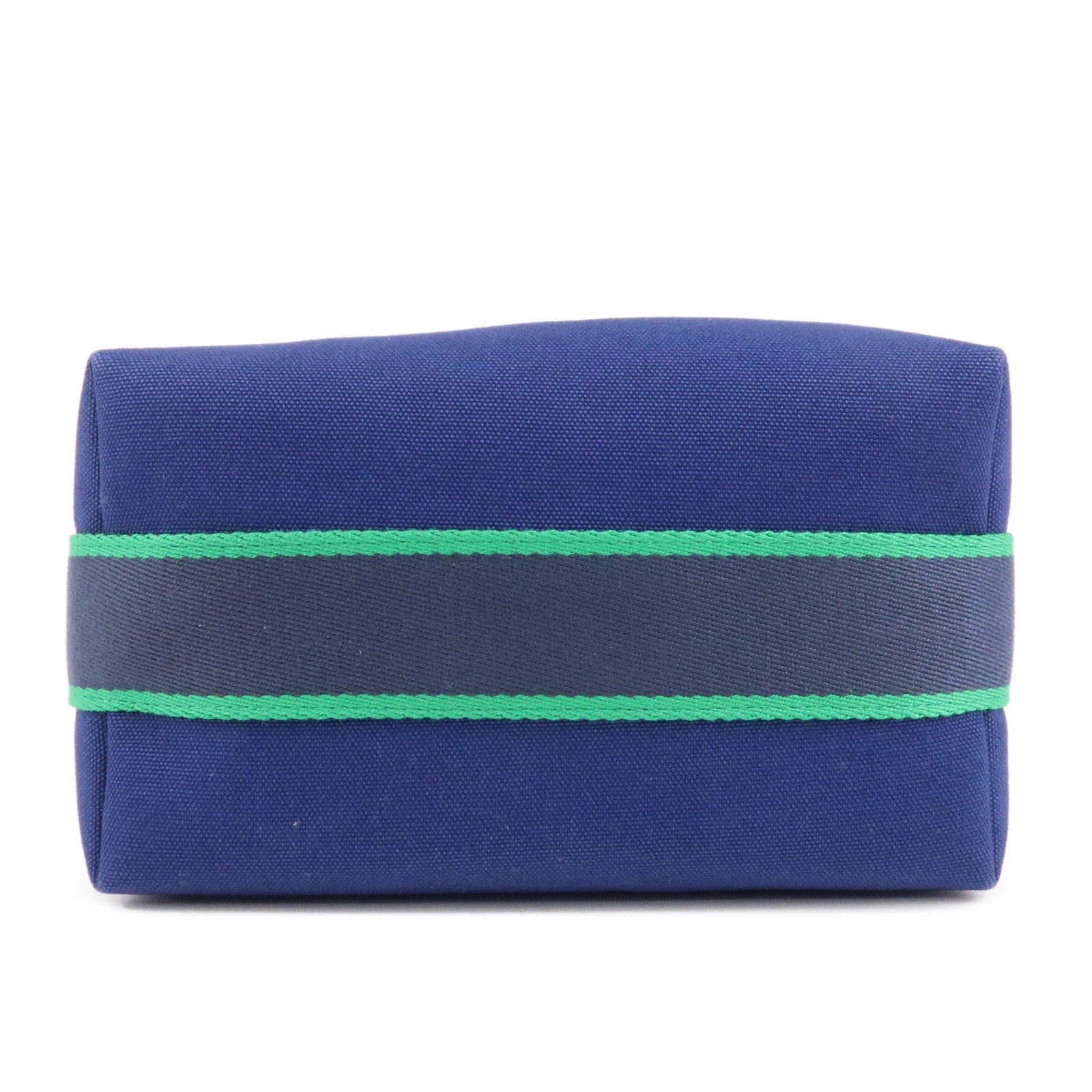 HERMES Canvas Bride a Brac PM Hand Bag Hand Pouch Blue Green Used