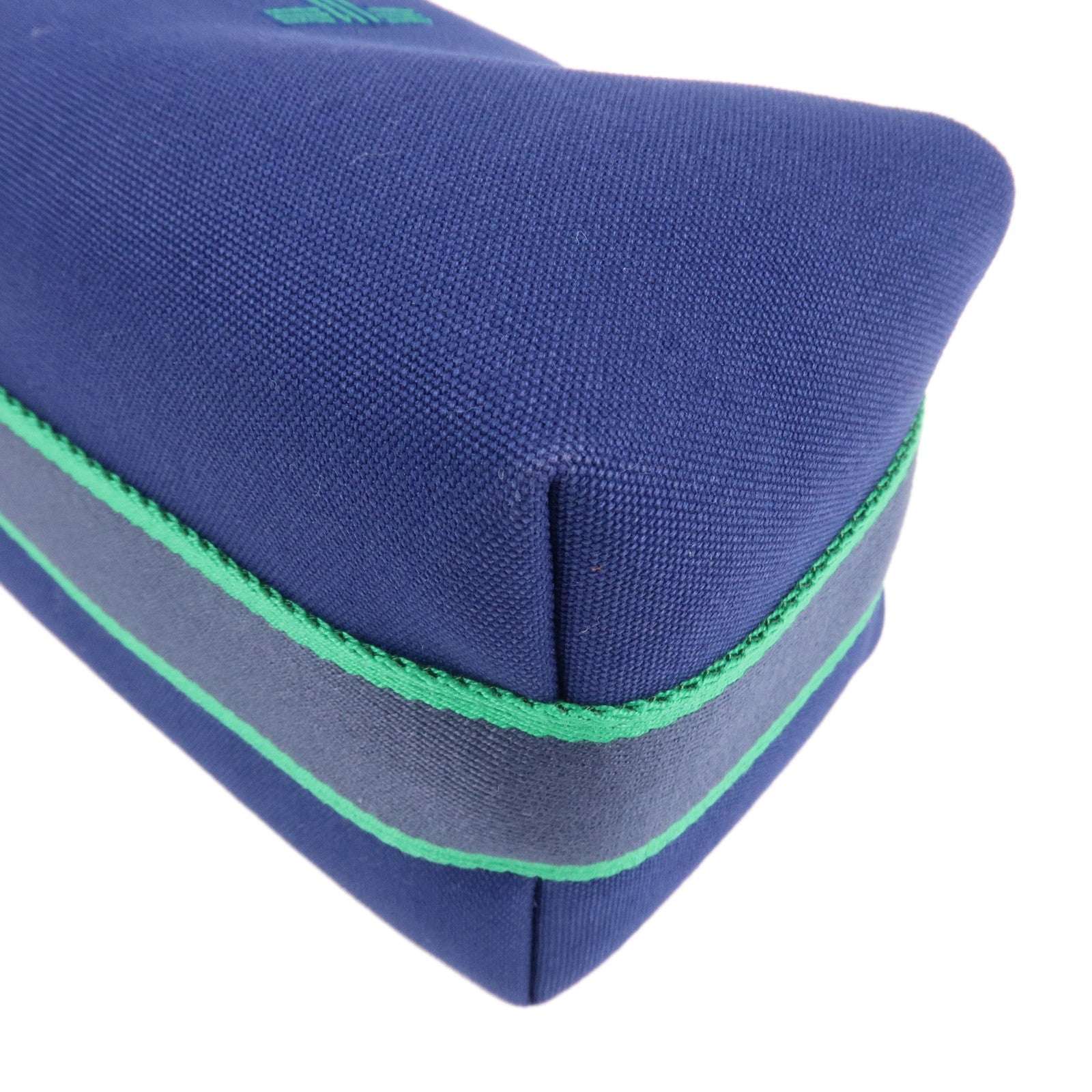 HERMES Canvas Bride a Brac PM Hand Bag Hand Pouch Blue Green Used