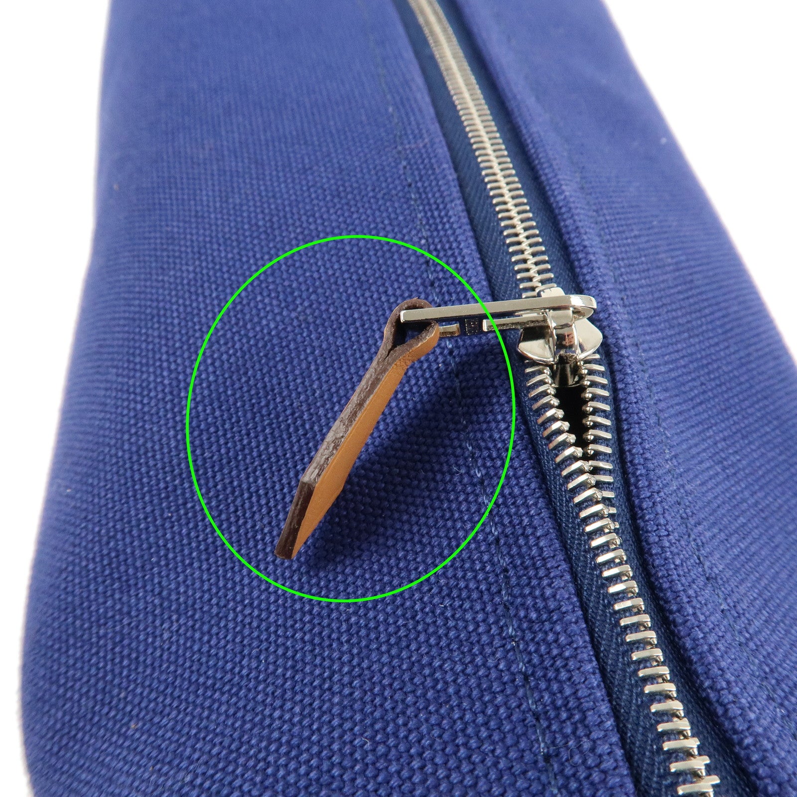 HERMES Canvas Bride a Brac PM Hand Bag Hand Pouch Blue Green Used