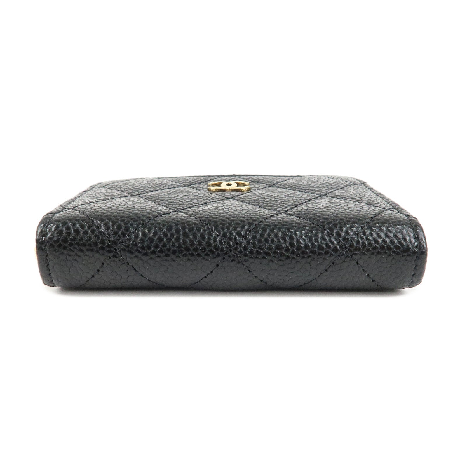 CHANEL COCO Mark Matelasse Caviar Skin Coin Case Black AP0216 Used