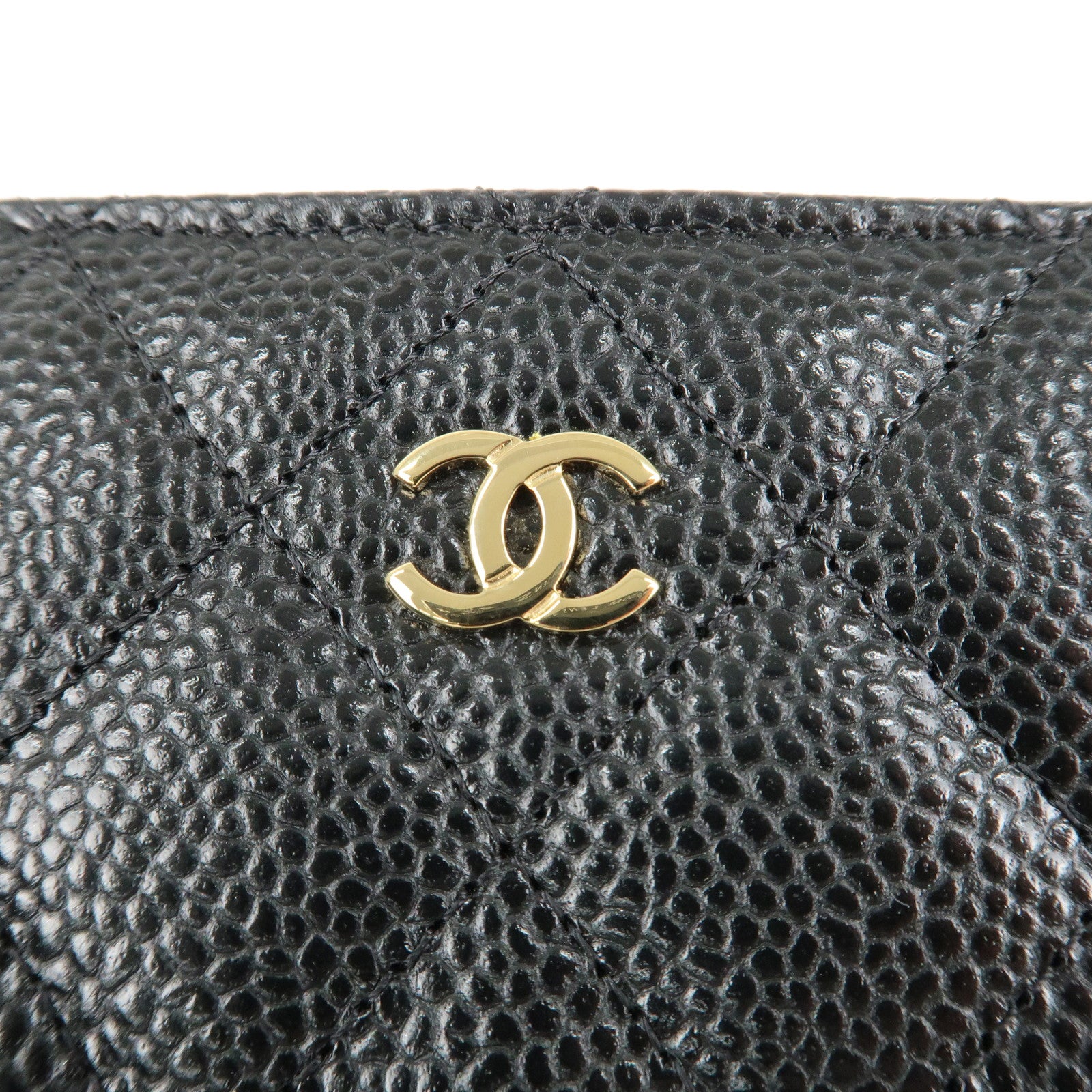 CHANEL COCO Mark Matelasse Caviar Skin Coin Case Black AP0216 Used