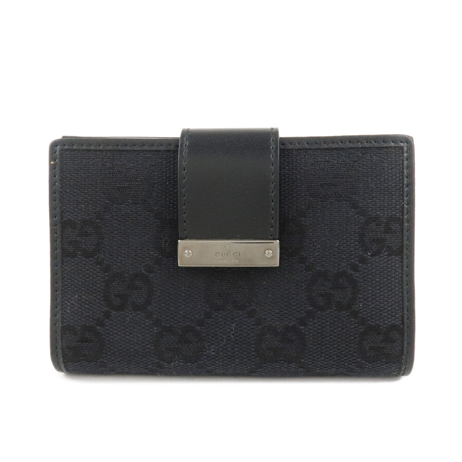 GUCCI-Gucci-GG-Canvas-Leather-Bi-Fold-Card-Case-Black-92273