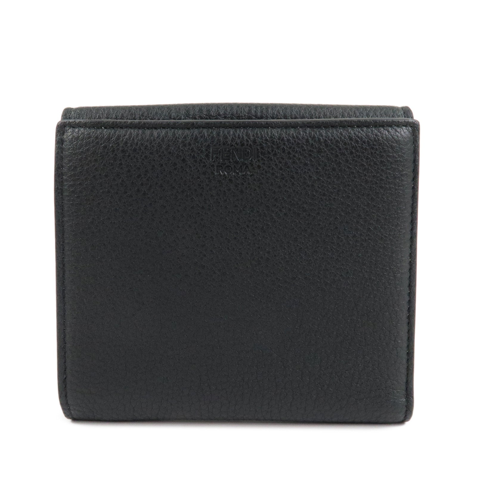 FENDI Leather Peekaboo Folded Wallet Bi-fold Wallet Black 8M0438 Used