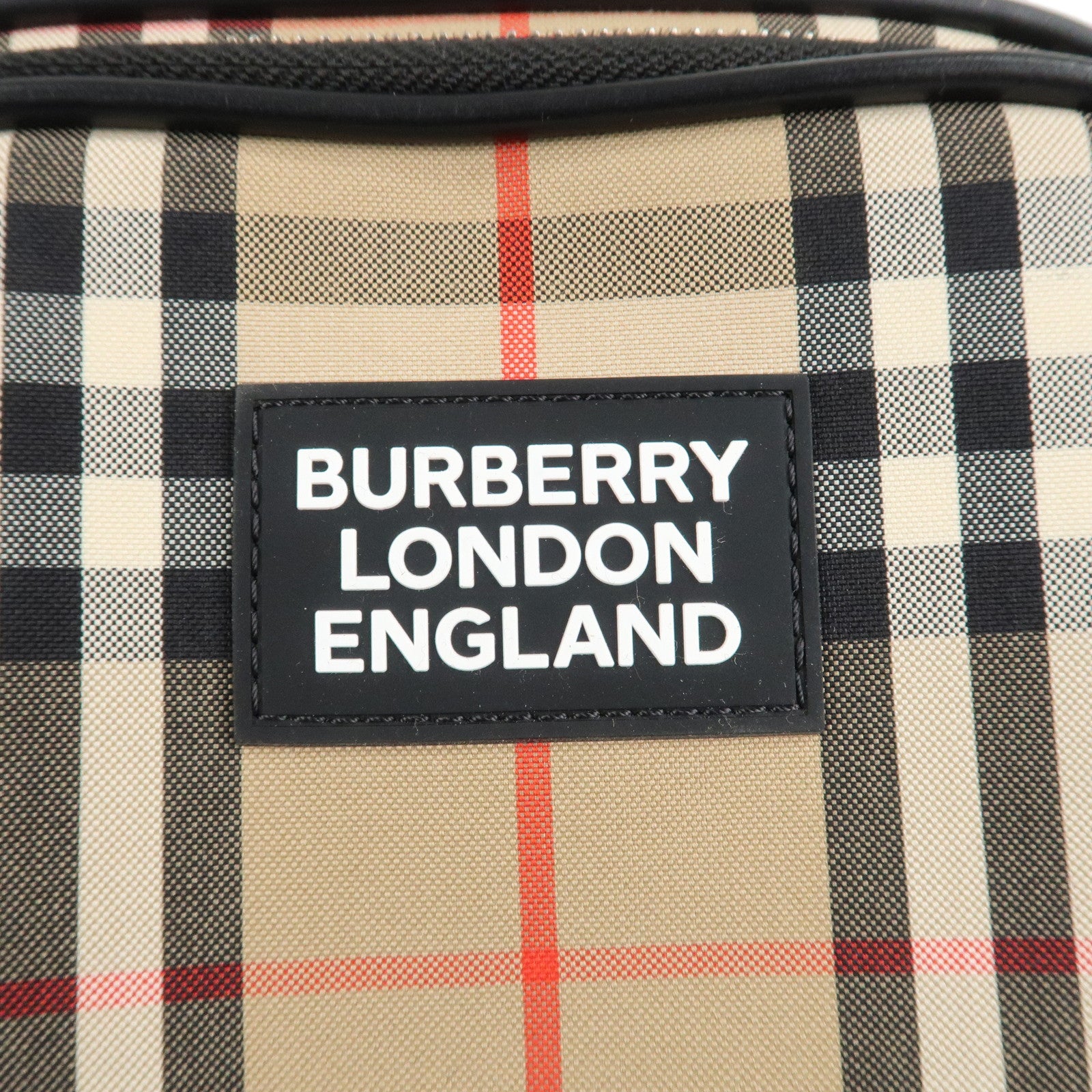 BURBERRY London Canvas Leather Shoudler Bag Nova Plaid Black Used