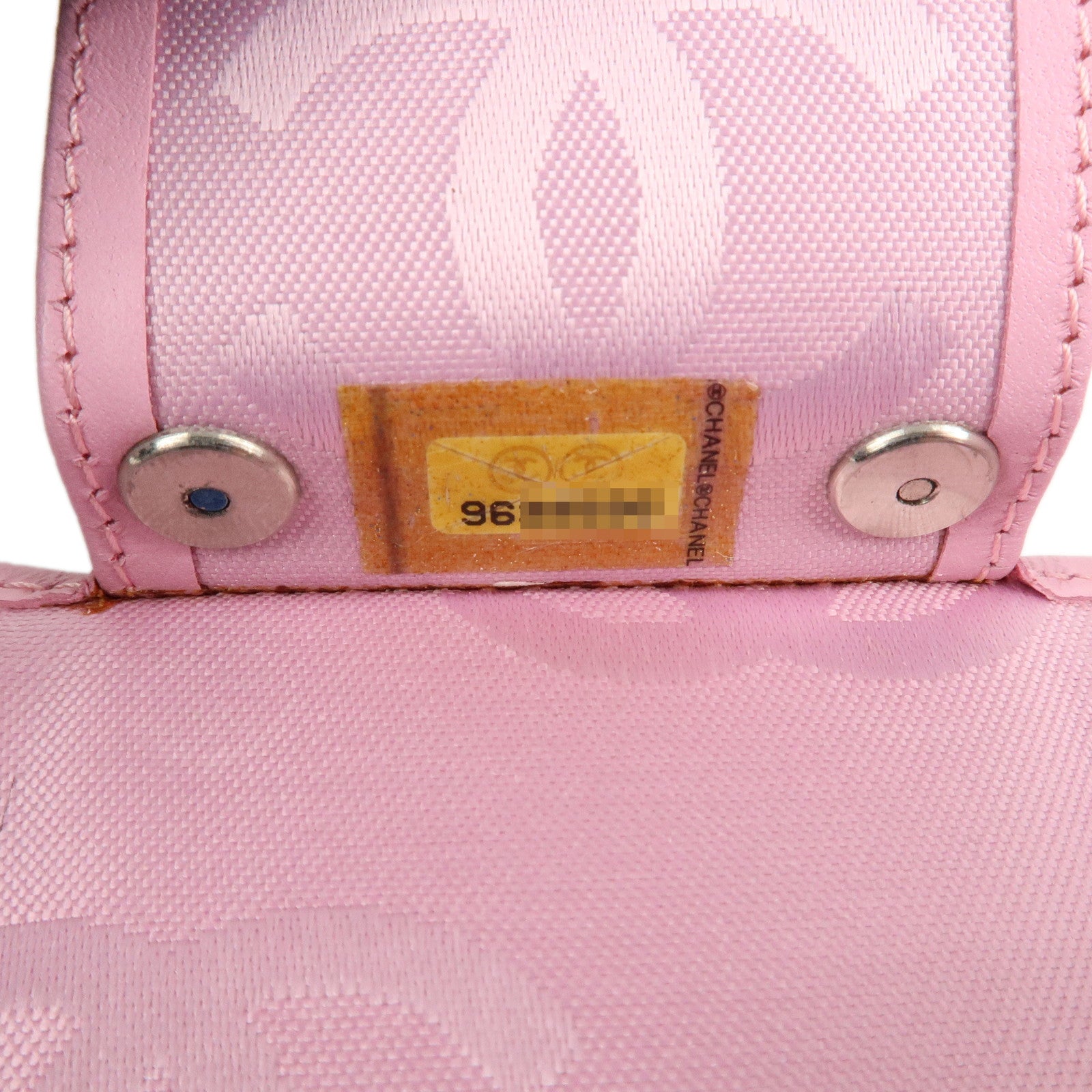 CHANEL Cambon Line Lamb Skin 6 Ring Key Case Pink Black A26723 Used