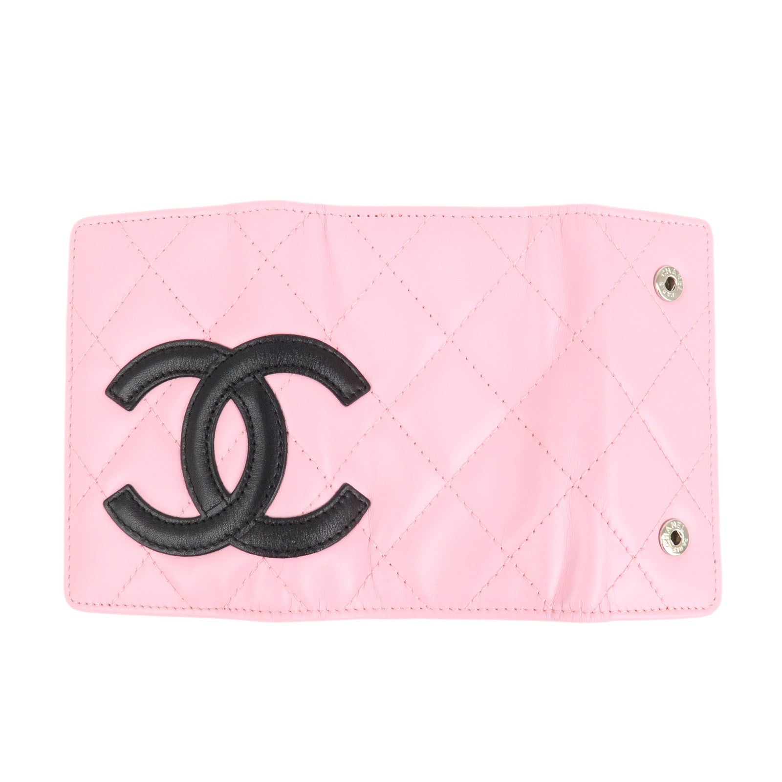 CHANEL Cambon Line Lamb Skin 6 Ring Key Case Pink Black A26723 Used