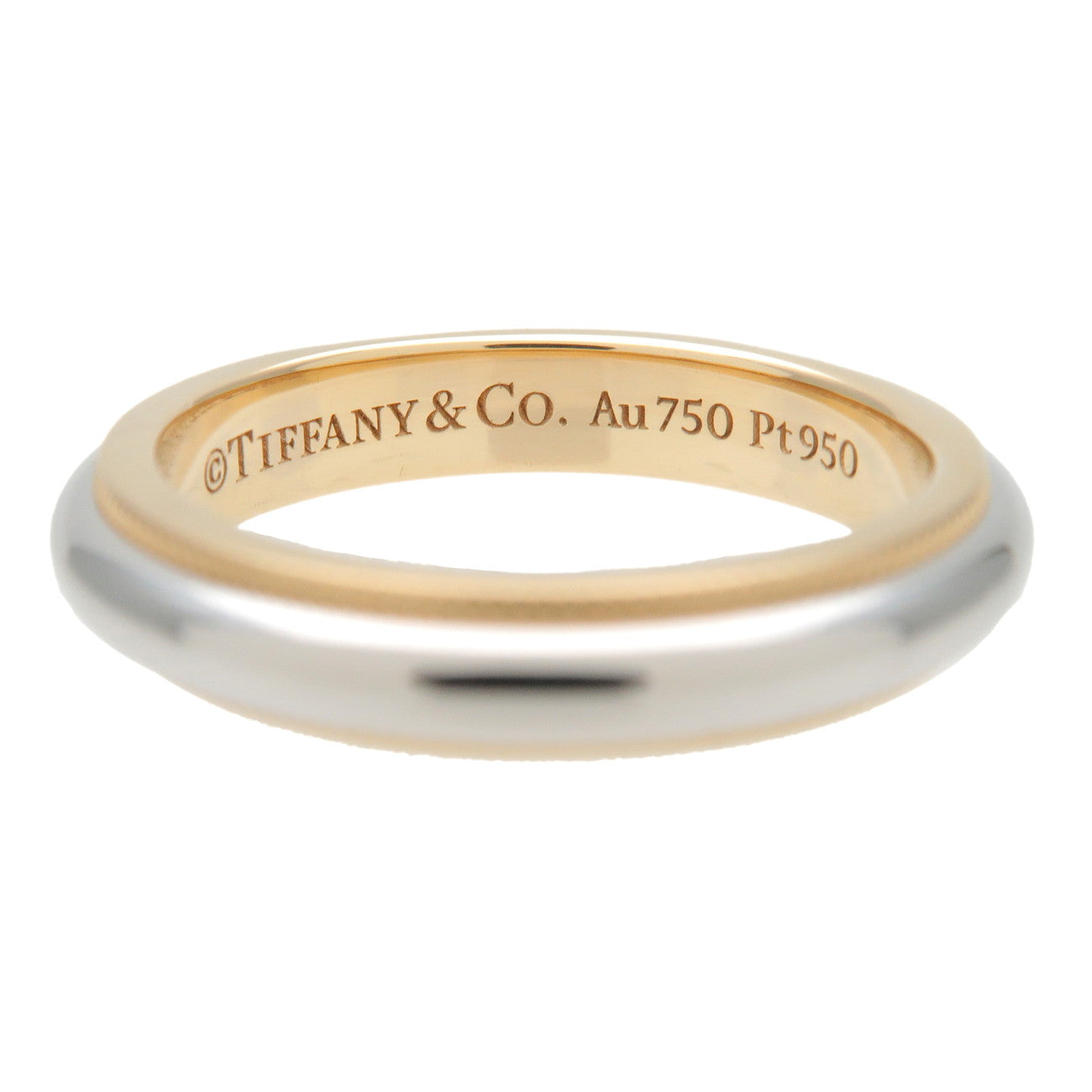 Tiffany&Co. Milgrain Band Ring K18YG 750YG PT950 #9 US5 YellowGold Used