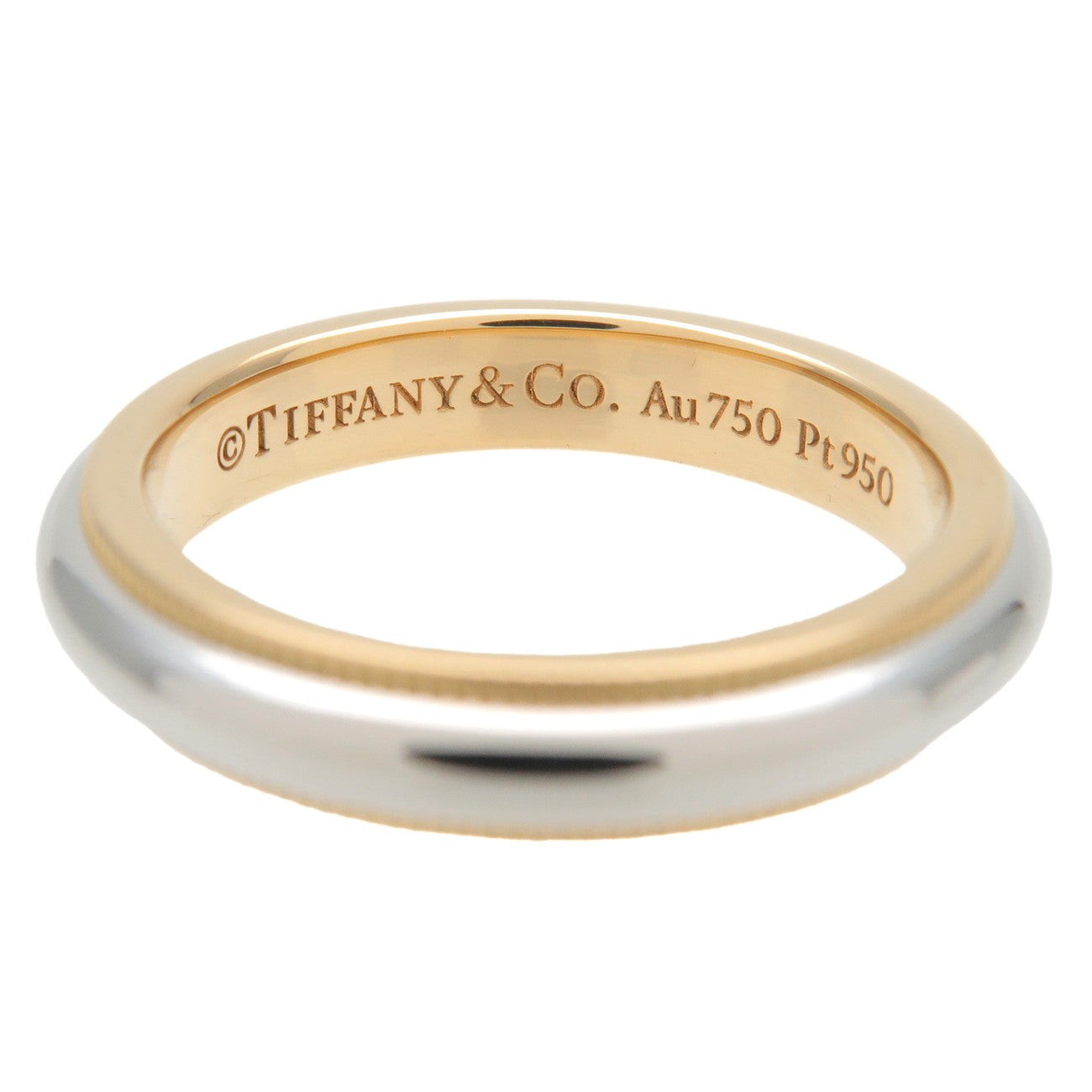 Tiffany&Co. Milgrain Band Ring K18YG 750YG PT950 #9 US5 YellowGold Used