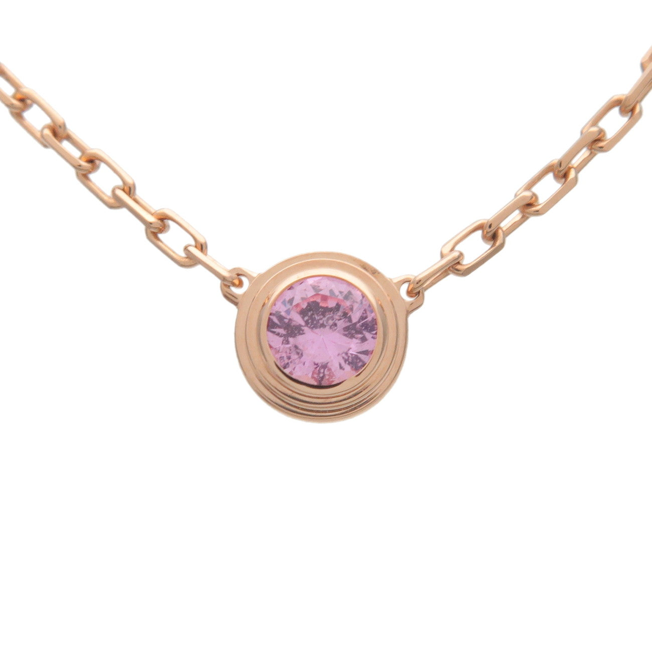 Cartier-D'amour-1P-Pink-Sapphire-Necklace-K18-750PG-Rose-Gold