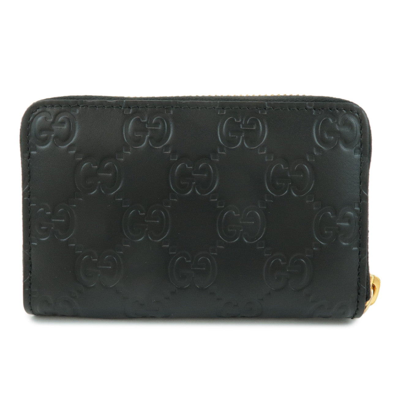 GUCCI Gucci Guccisima Leather Signature Card Case Black 447939 Used