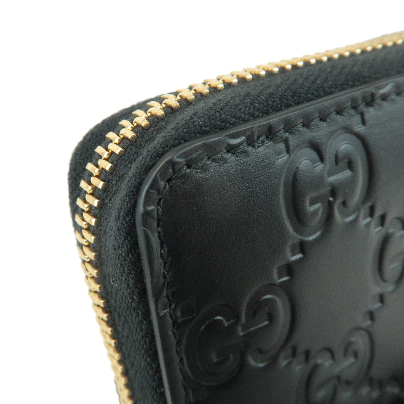 GUCCI Gucci Guccisima Leather Signature Card Case Black 447939 Used