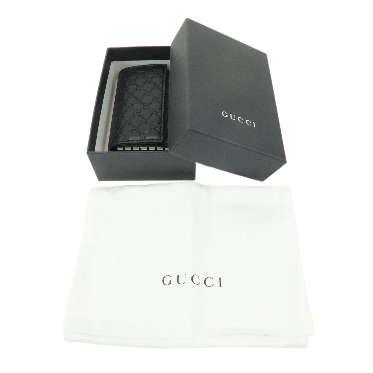 GUCCI Micro Guccissima Leather 6 Rings Key Case Black 150402 Used