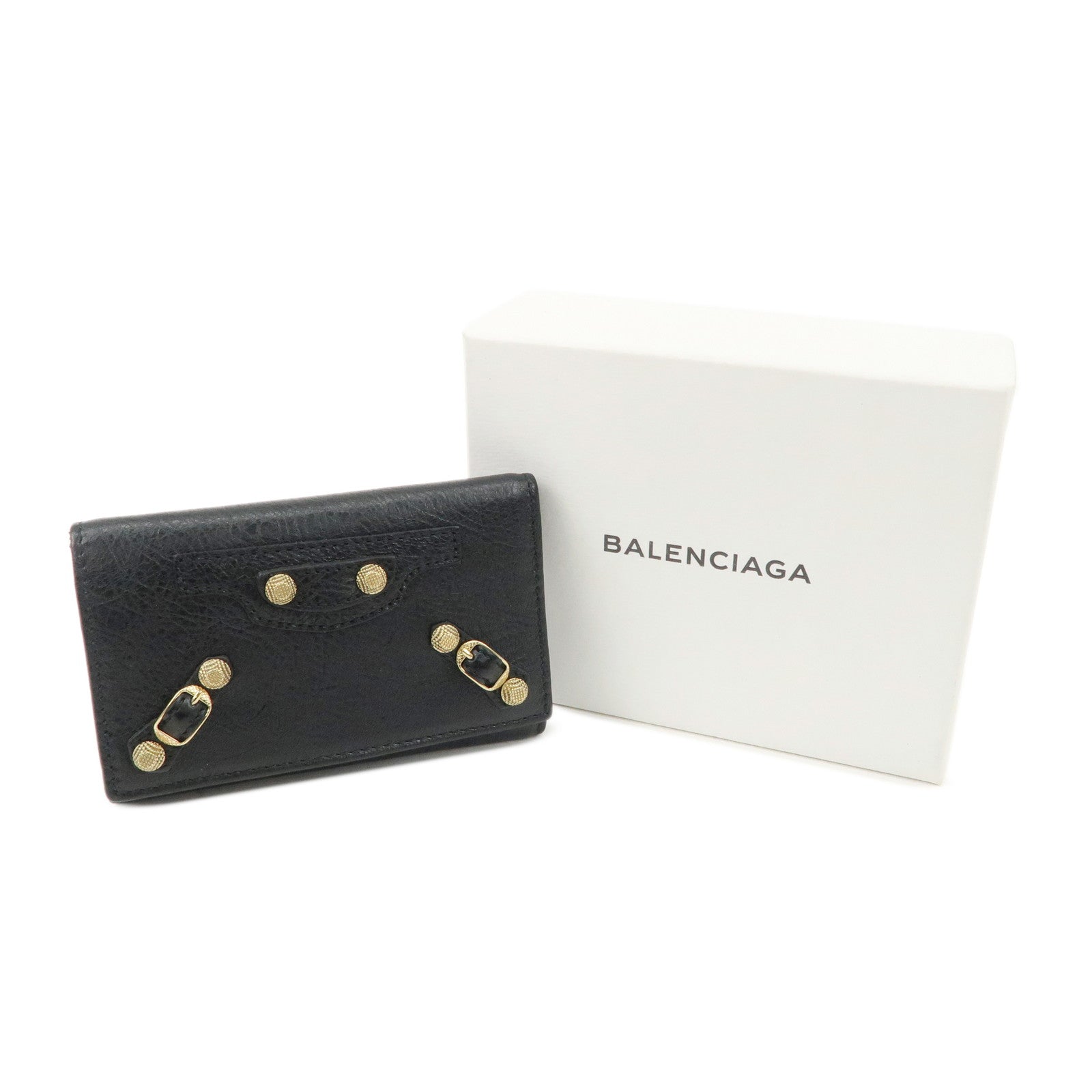 BALENCIAGA Leather Giant Osaka 6 Key Case Chain Black 285377 Used