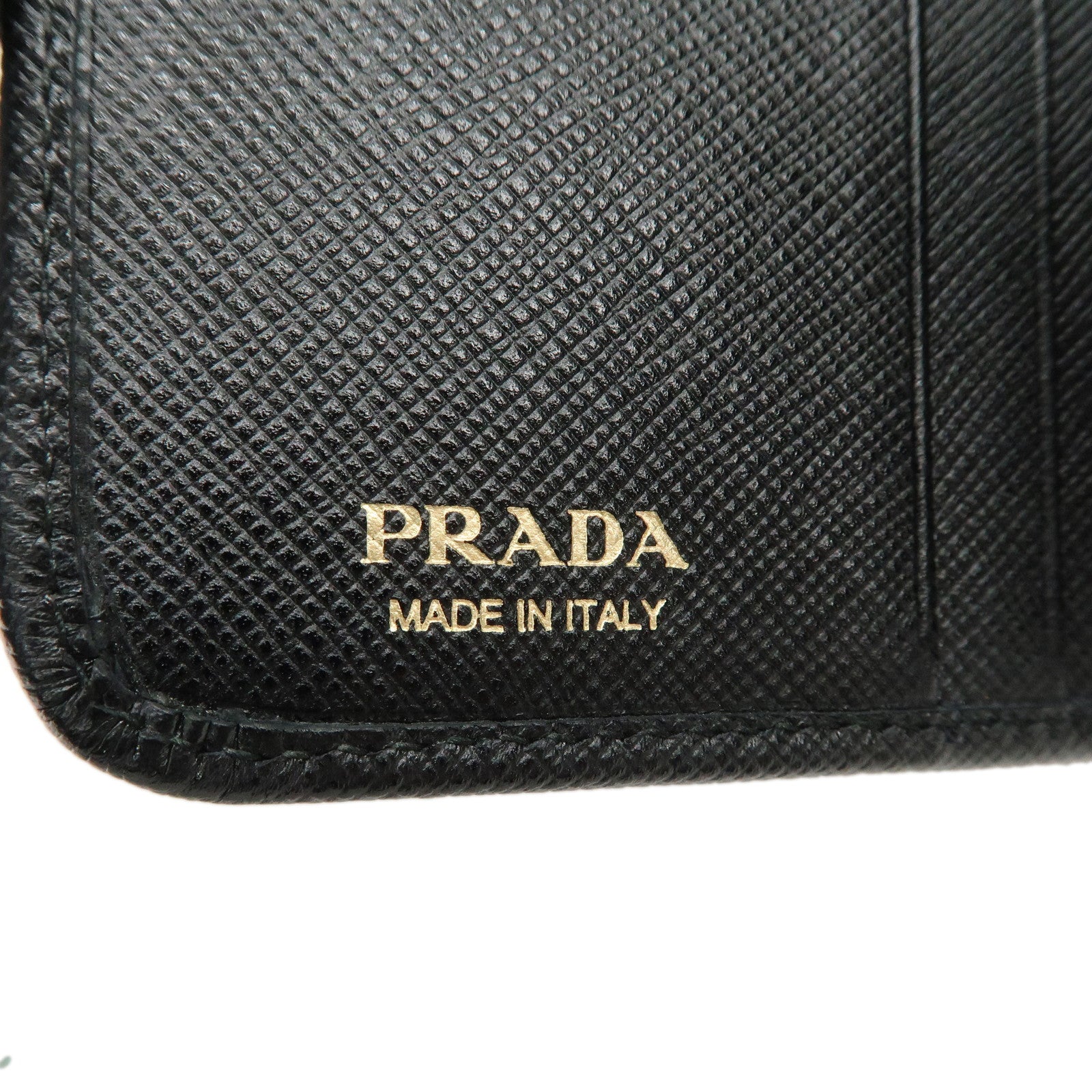 PRADA Saffiano Leather Bi-fold Wallet Compact Wallet Black 1ML522 Used