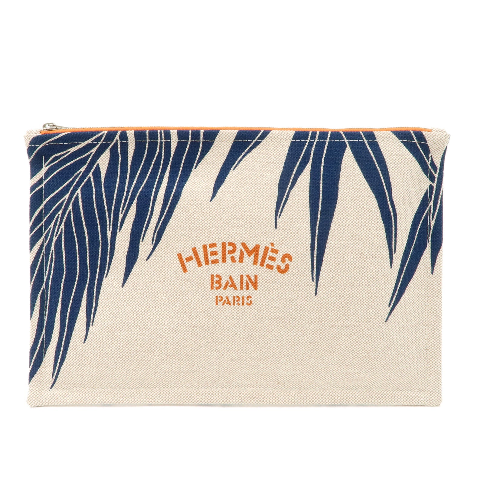 HERMES-Cotton-Jin-et-Leo-Flat-Pouch-Beige-Orange-Navy-H103581M