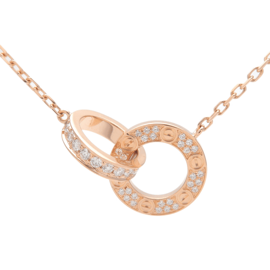 Cartier Love Oval Shape Diamond Necklace 0.30ct K18 750 Rose Gold