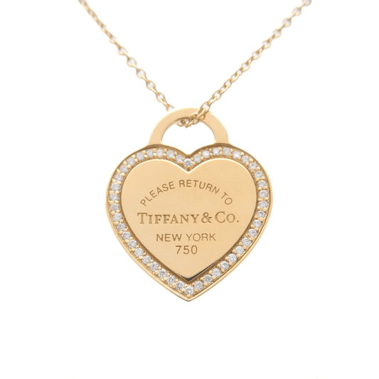 Tiffany&Co. Return to Tiffany Heart Tag Diamond Necklace K18 750YG