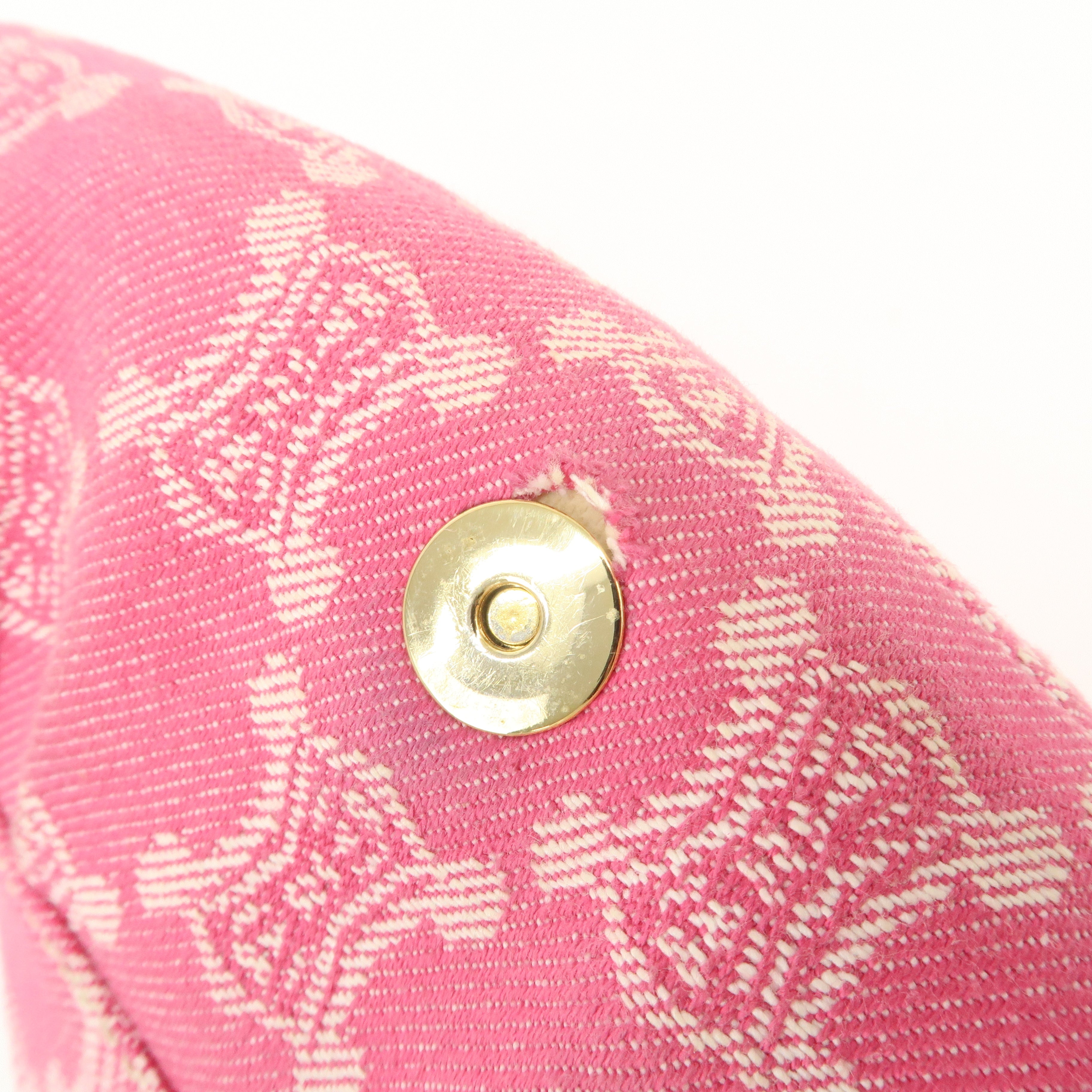 CELINE Triomphe Leather Canvas Shoulder Bag Hand Bag Pink Gold