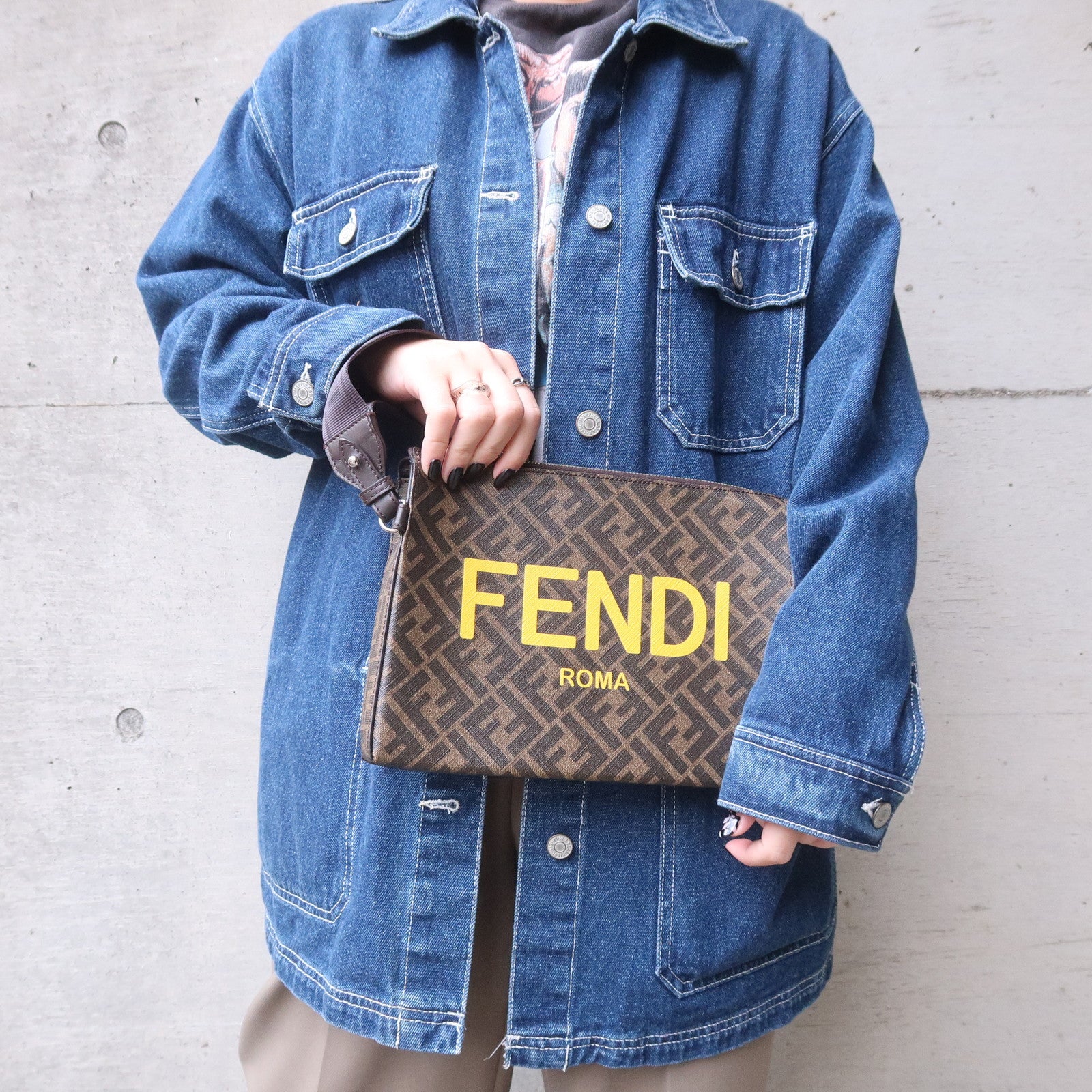 Fendi shops Zucchino Clutch Bag