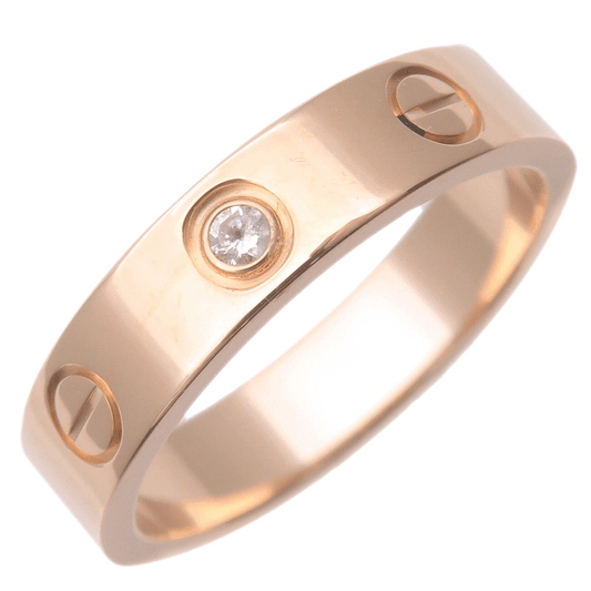 Cartier Mini Love Ring 1P Diamond K18 750PG Rose Gold #48 US4.5