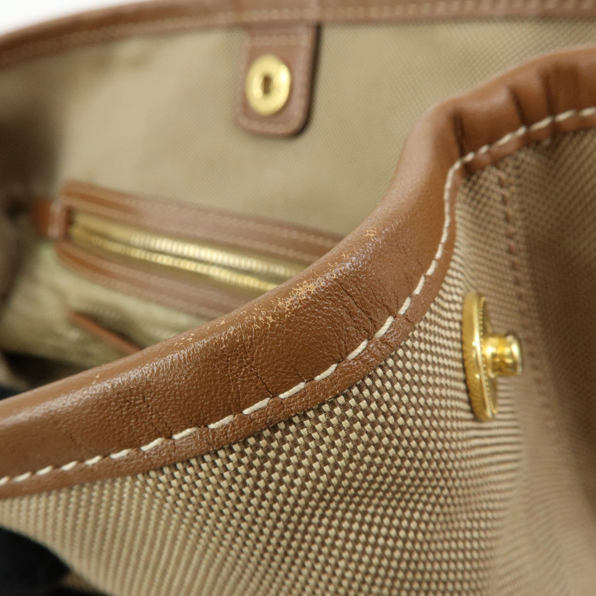 PRADA Triangle Logo Jacquard Canvas Leather 2Way Bag Tote Bag BN1841