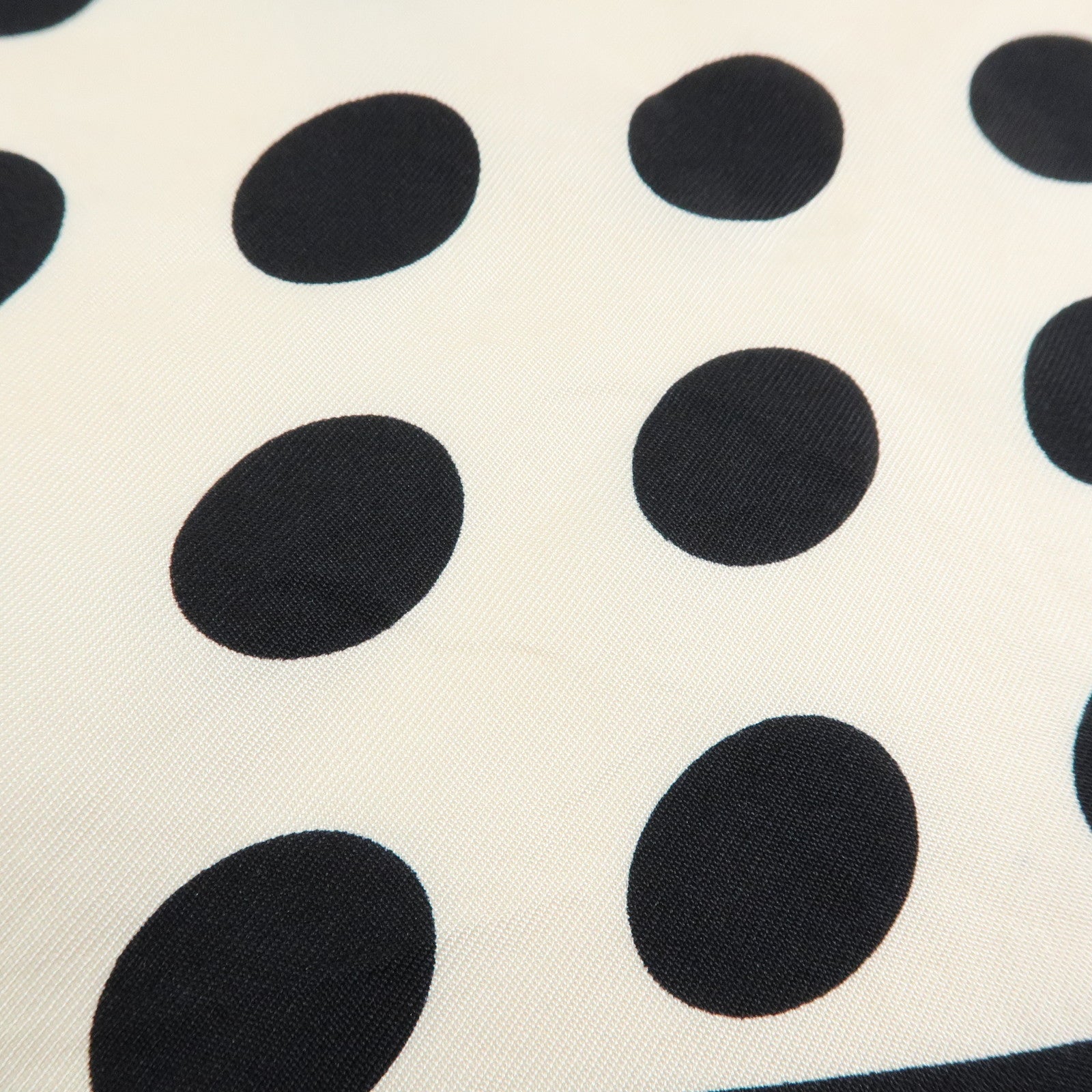 CHANEL COCO Mark Silk 100% Scarf Dot Pattern Clover Ivory Black