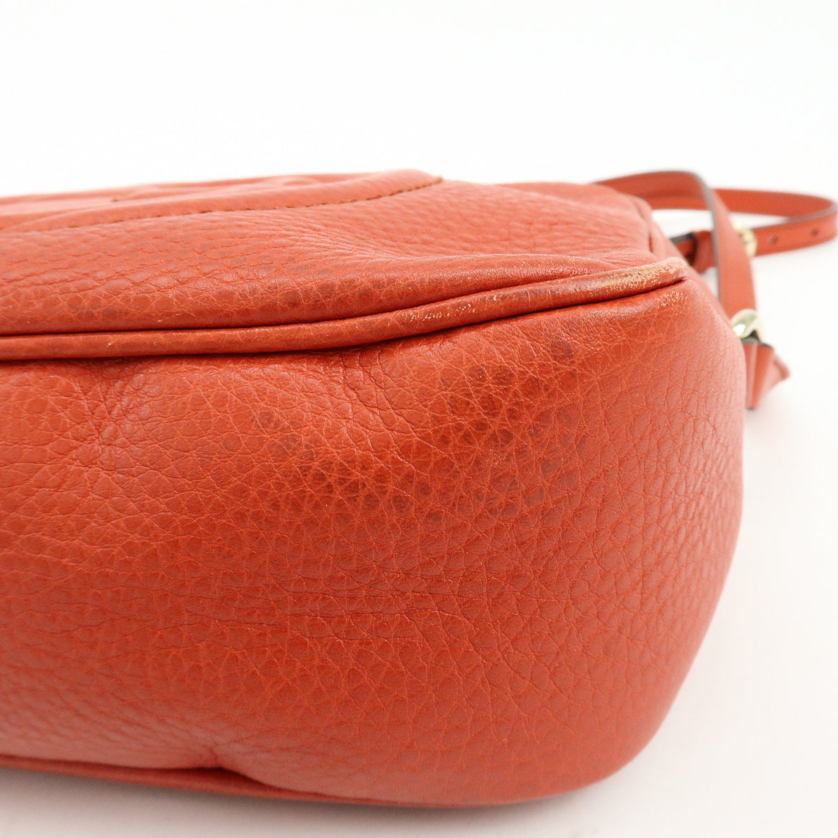 GUCCI SOHO Interlocking G Leather Chain Shoulder Bag Orange 308364
