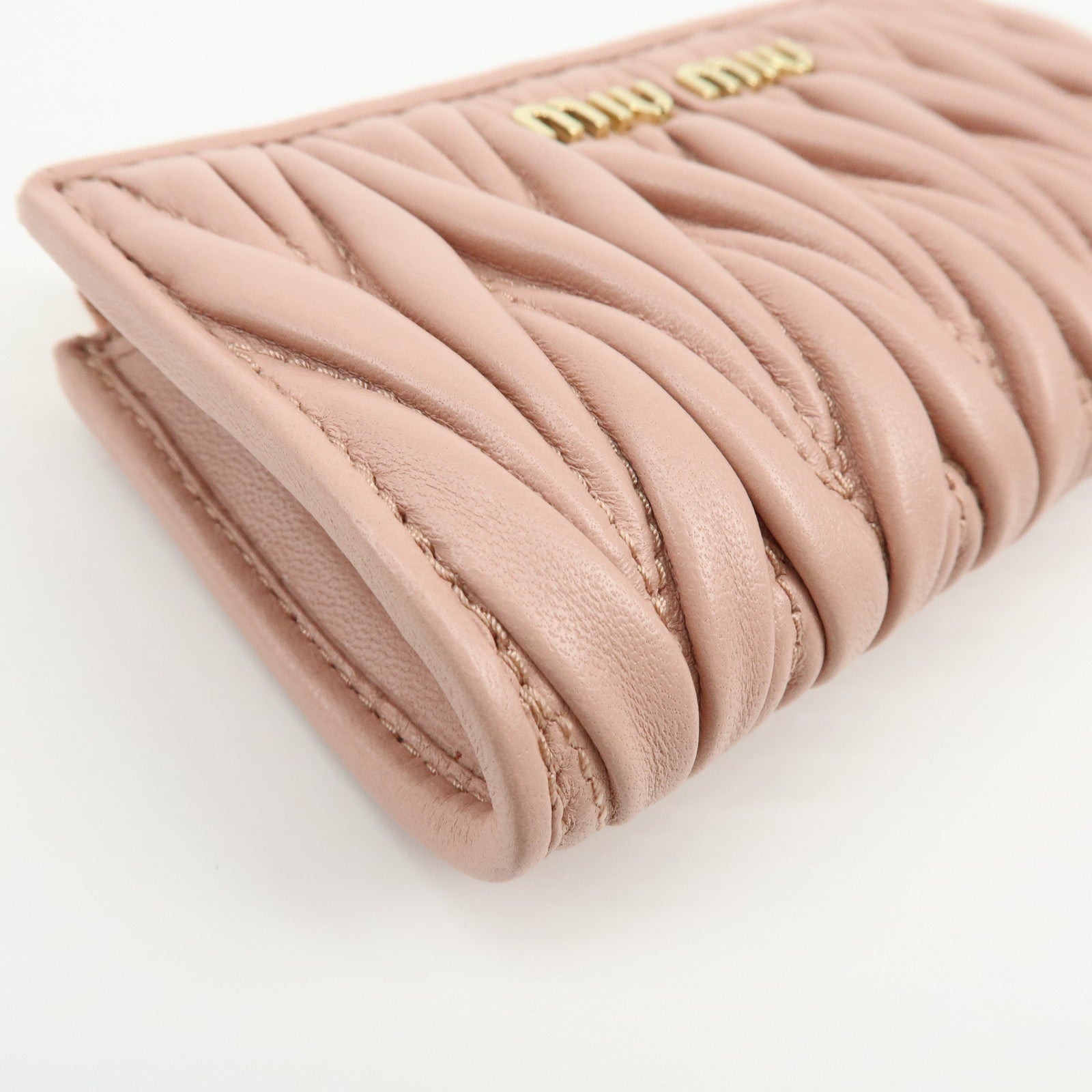MIU MIU Matelasse Nappa Leather Coin Case Card Case Pink