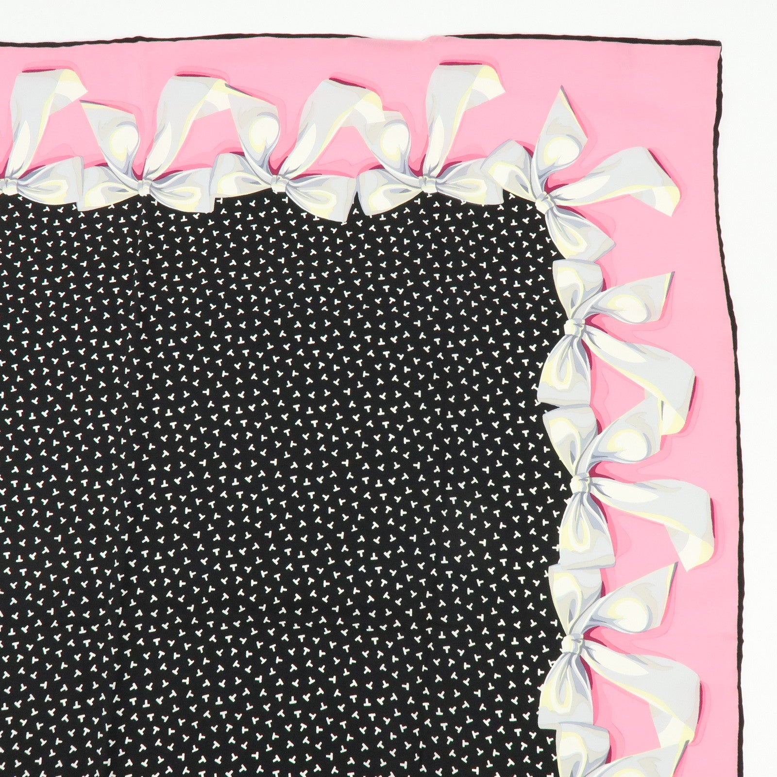 Tiffany & Co Silk 100% Scarf Ribbon Motif Black Pink White