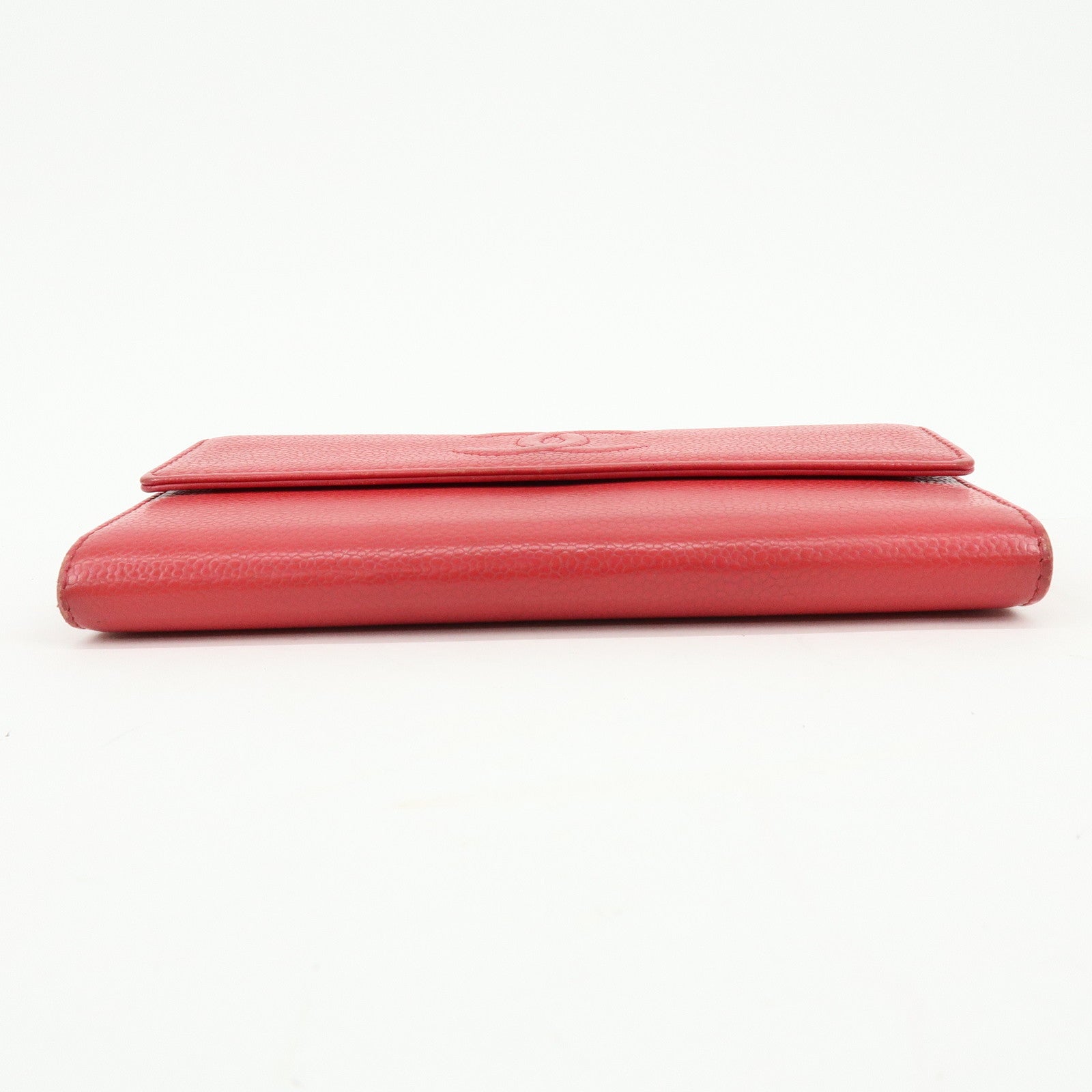 CHANEL COCO Mark Caviarskin Long Flap Wallet Red A50070